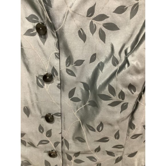 Vintage Escada Grey Leaf Sleeveless Silk Vest - Picture 3 of 5
